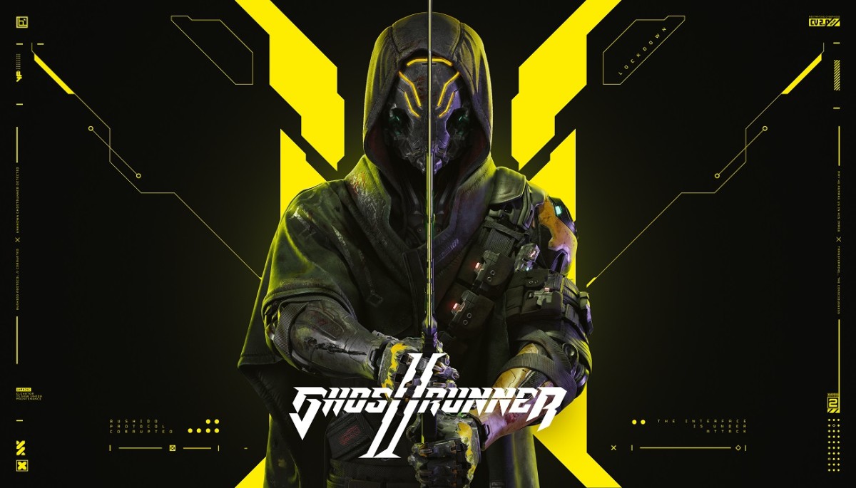 Ghostrunner 2 key art of a cyber ninja.